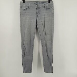 7‎ For All Mankind Gwenevere Super Skinny Jeans 29 Grey Ankle Zip Womens Seven